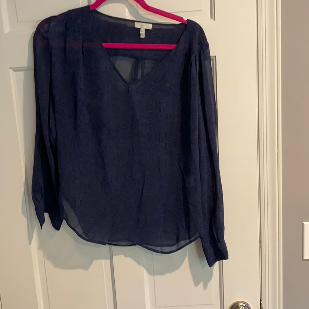 Snake-print navy blouse
